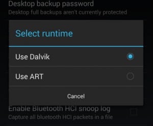 En Android 4.4 se puede escoger entre Dalvik y ART